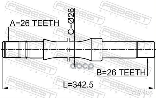 0712-RH413WD полуось правая 26x342.5x26 Suzuki