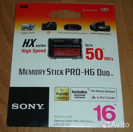 Карта памяти sony Memory Stick PRO-HG Duo 16Gb