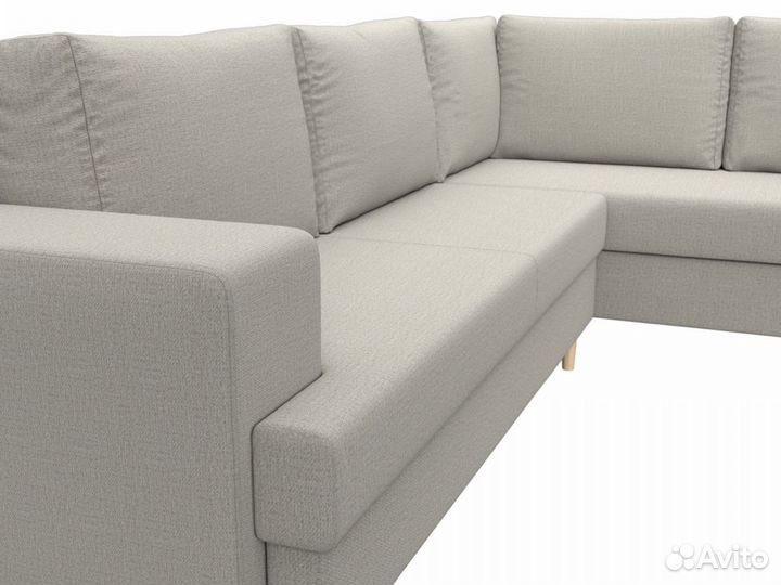 Диван угловой Сильвана правый угол, рогожка, амур бежевый