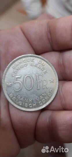 Монета Бельгийское Конго 50 франков 1944 год