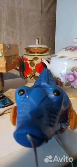 Редкая игрушка СССР Крокодил каталка на колесиках