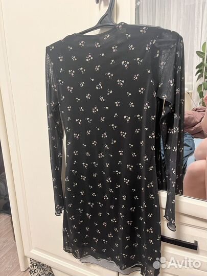 Платье в сеточку черное