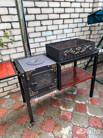 Мангал с печью под казан