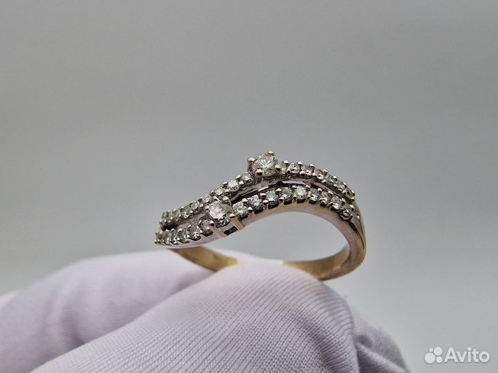 Золотое Кольцо 750 пробы с бриллиантами. Рассрочка
