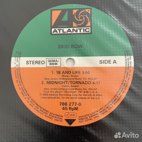 Skid Row - 18 and Life Germany 45 rpm