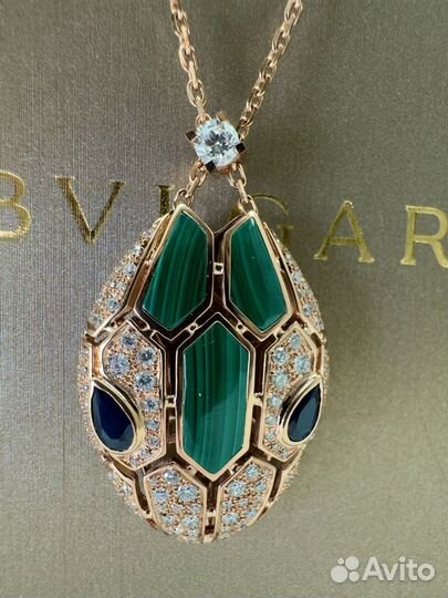 Колье Bvlgari Serpenti с малахитом золото 18К