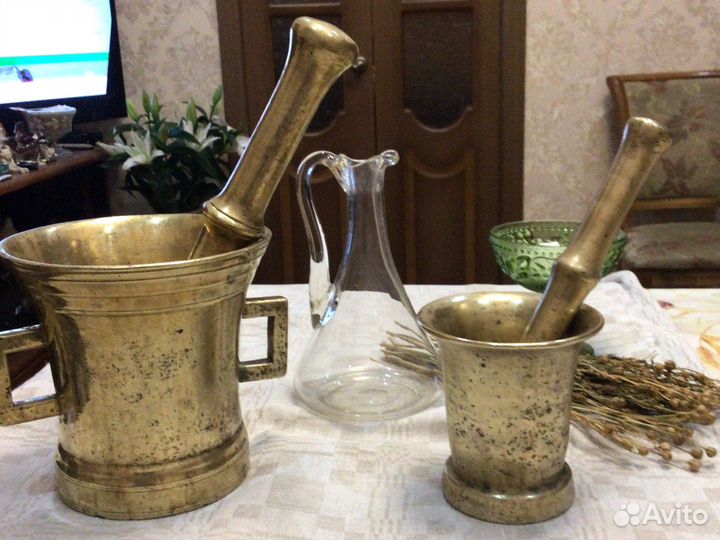 Ступка гигант с пестиком бронза 19 век