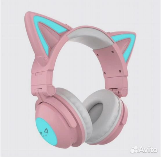 Беспроводные игровые наушники розовые