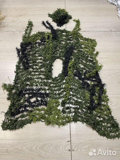 Маскировочный костюм (пончо + шляпа) бежевый-зел