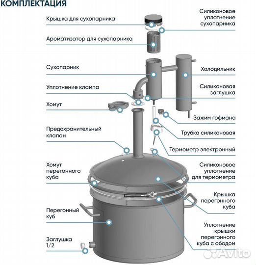 Самогонный аппарат Германия 4, 20л домашний с сухо