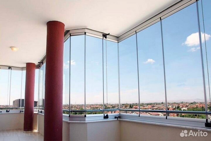 Безрамное остекление Гармошка