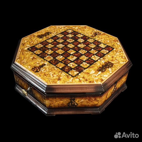 Шахматы из янтаря. Янтарные шахматы. Арт. #444