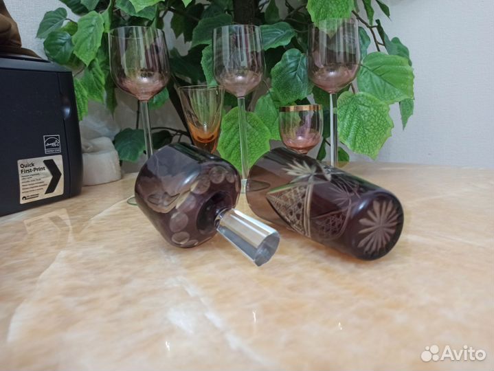 Рюмка фужеры на длинной ножке цветное стекло СССР