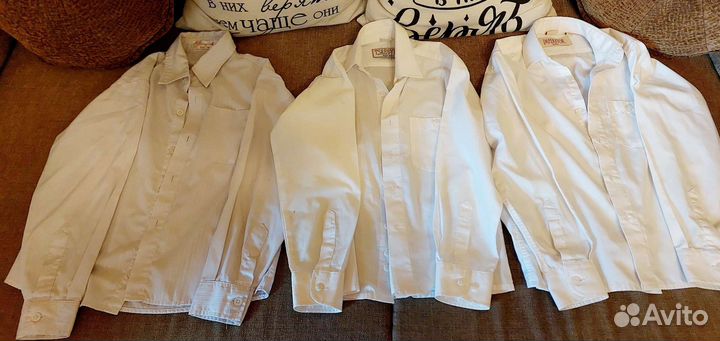 Белые рубашки р.110,р.116-122, р.122-128