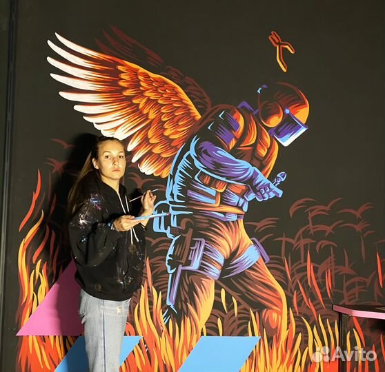 Картина в интерьере, роспись кальянной, рисунок