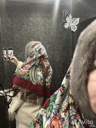 Платок с мехом норки
