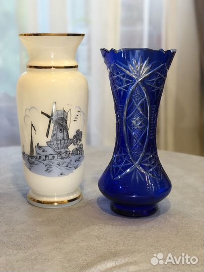 Ваза мельница молочное стекло 80х гг