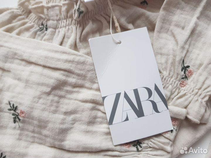 Боди Zara новые для девочки с вышивкой 68,74,80,86