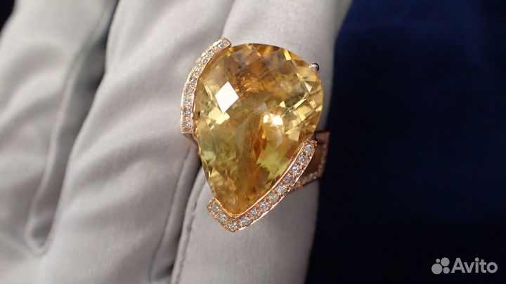 Золотое кольцо с цитрином 20.51 карат