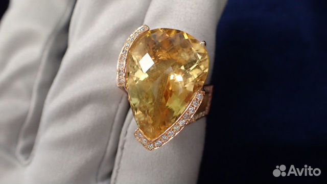 Золотое кольцо с цитрином 20.51 карат