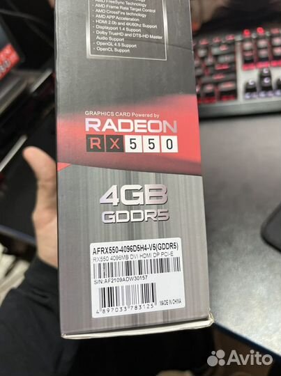 Afox AMD Radeon RX 550 4GB гарантия чек New