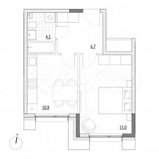 1-к. апартаменты, 36,6 м², 2/7 эт.