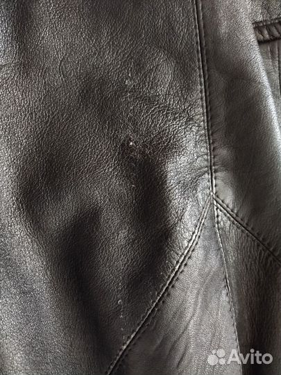 Куртка черная кожаная нат кожа М оверсайз винтаж