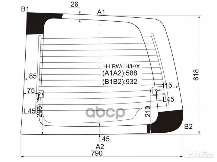 Стекло заднее (распашной двери) левое с обогрев