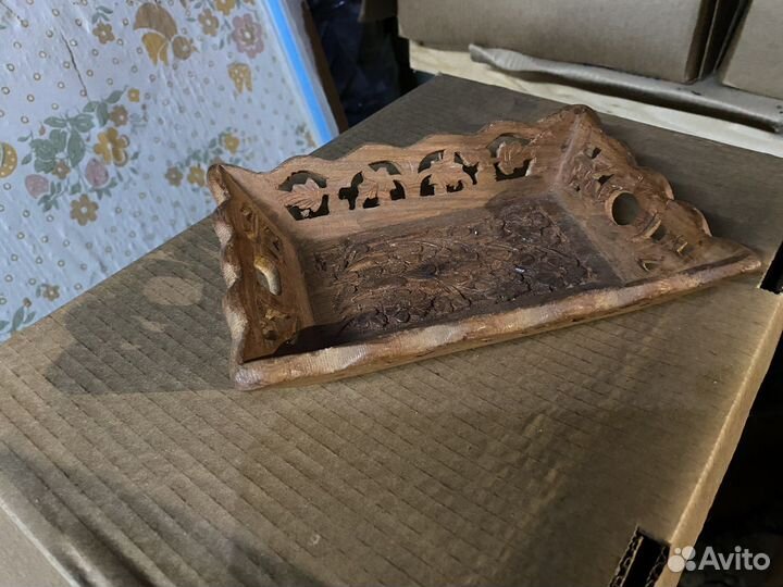 Декоративная корзиночка настольная дерево индия