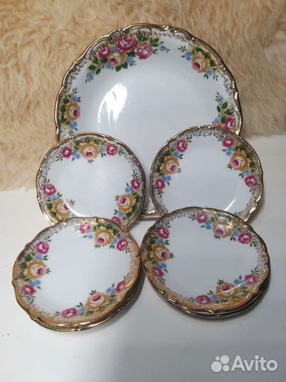 Большая тарелочка И 6 розеток германия Винтаж