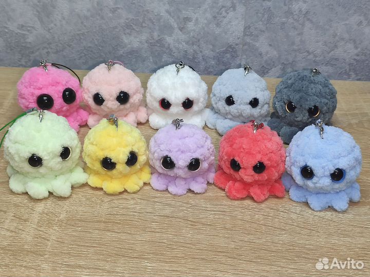 Вязаные игрушки, осьминог брелок