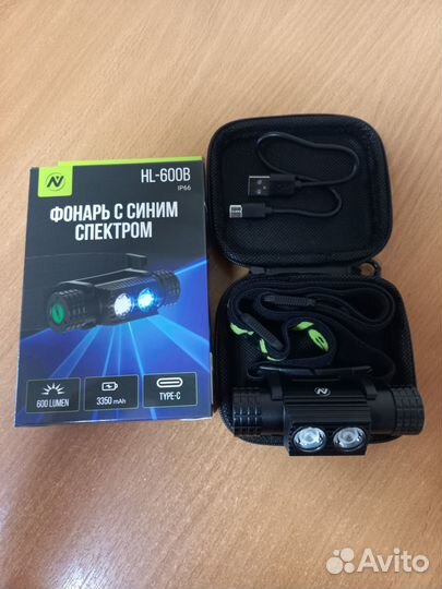 Фонарь налобный с синим спектром VN Tackle HL-600B