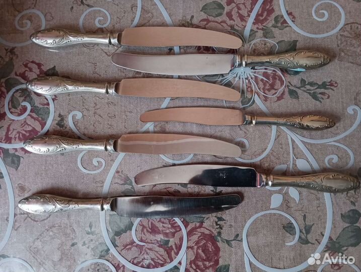 Набор кухонных ножей мельхиор СССР