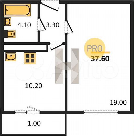 1-к. квартира, 37,6 м², 4/17 эт.