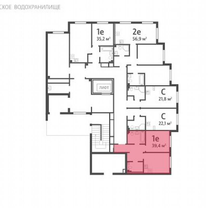 1-к. квартира, 39,4 м², 1/4 эт.