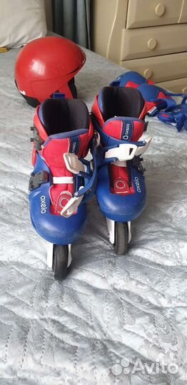 Роликовые коньки детские 26-28 + защита