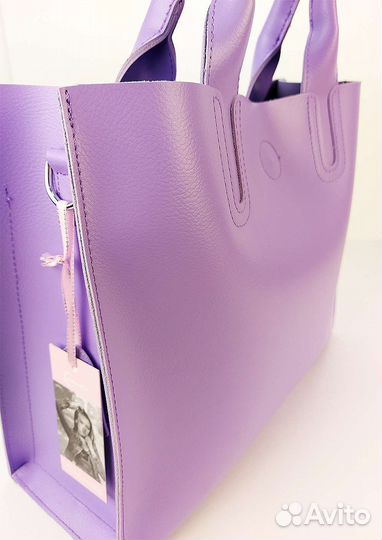 Сумка женская из натуральной кожи лавандовая