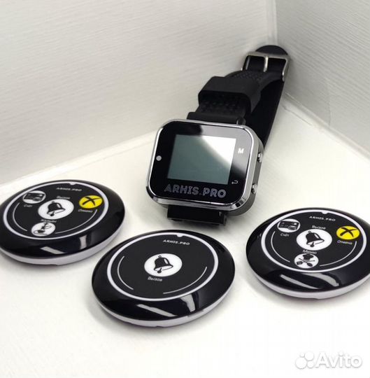 Кнопка вызова официанта Смайл ассортимерт с часами