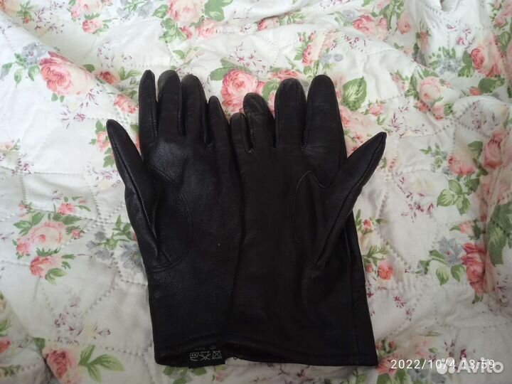 Перчатки женские кожаные, размер s