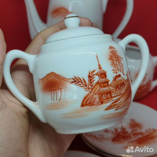 Старинный кофейный фарфоровый сервиз.Япония