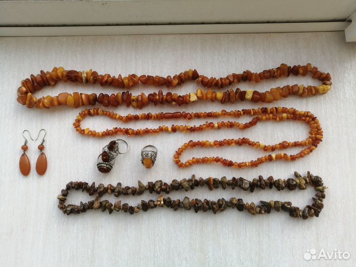 Янтарь винтаж СССР бусы серьги кольца