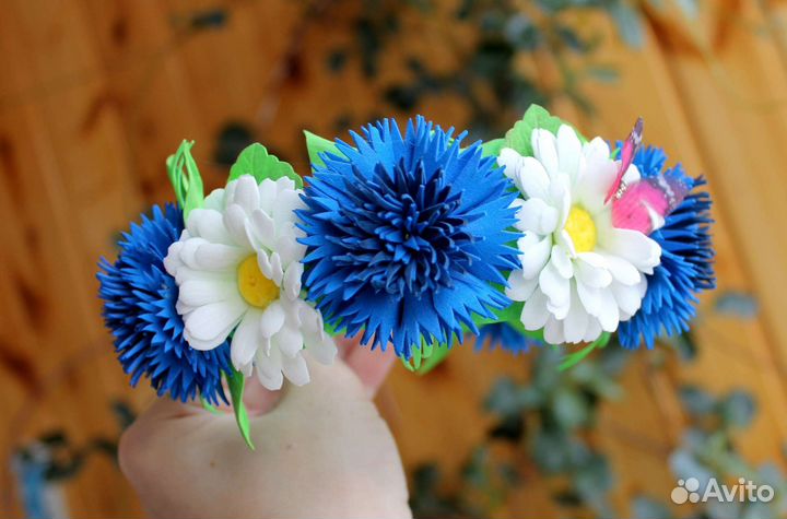 Ободок васильки ромашки