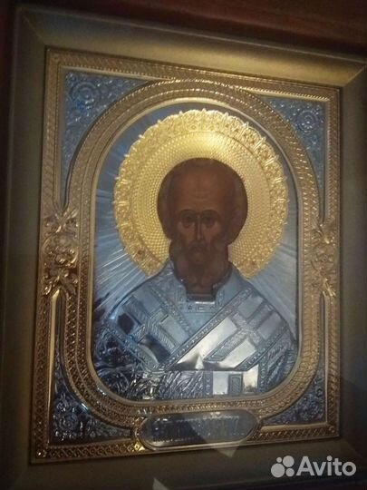 Икона Николай чудотворец позолото