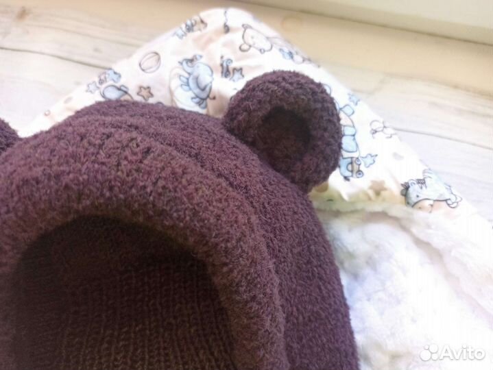 Детская шапка шлем вязаная для мальчика