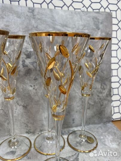 Бокалы фужеры для шампанского Италия хрусталь