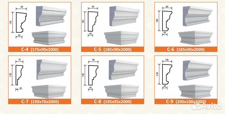 Фасадный декор карнизы оконные / подкровельные