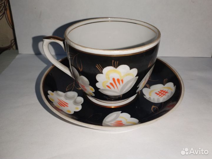 Чашка с блюдцем СССР. Чайная пара дфз Вербилки