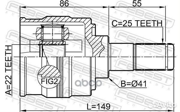 ШРУС внутренний левый 22x41x25 1211-SOL2WD Febest