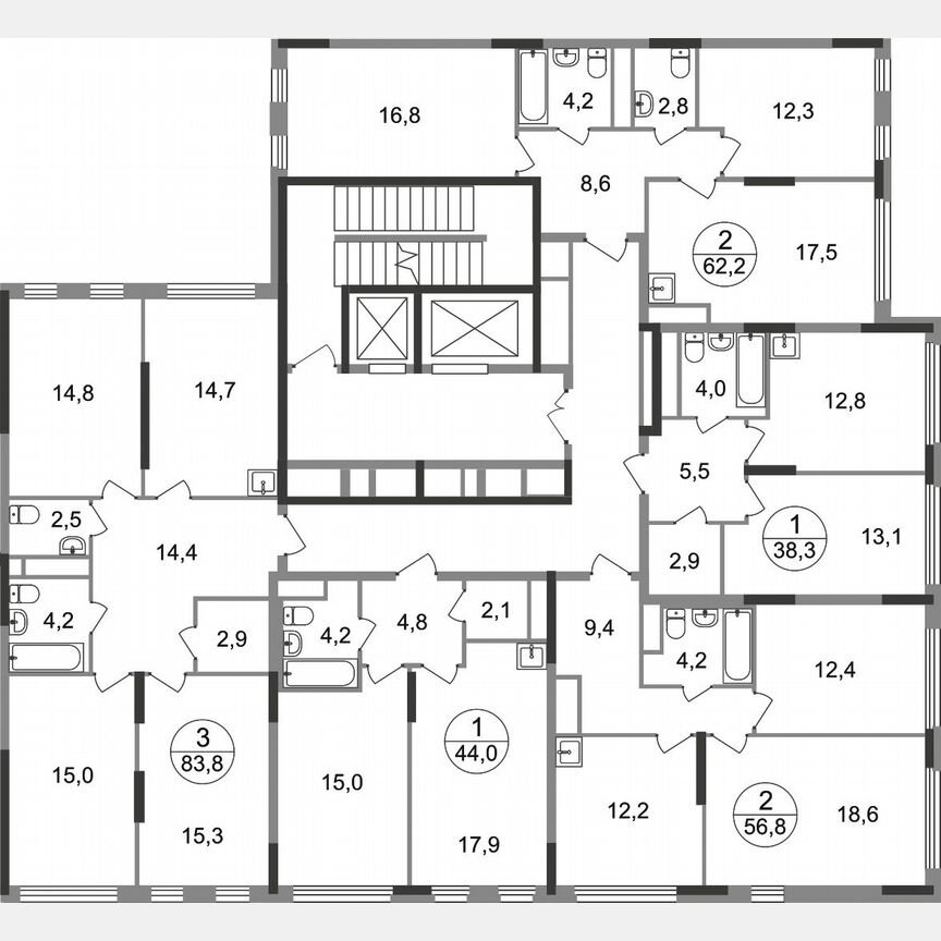 1-к. квартира, 38,3 м², 5/17 эт.