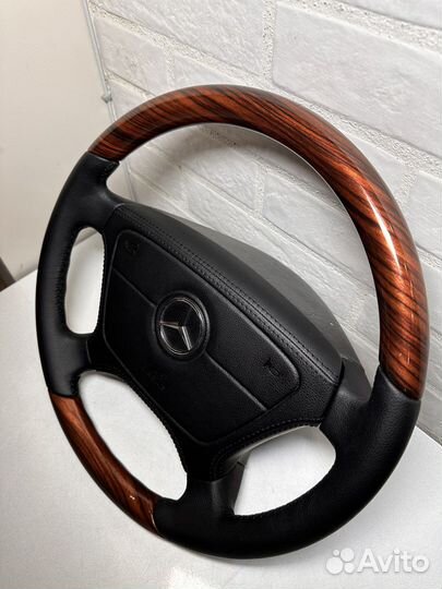 Руль класический w124 w140 дерево зебрана